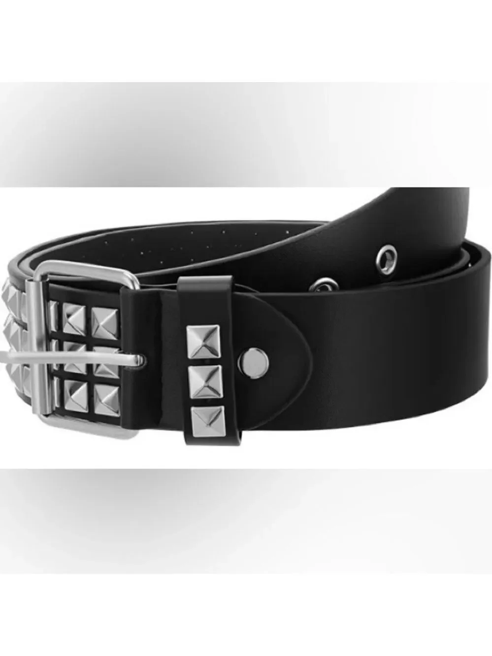 Black Leather Pyramid Studded Belt